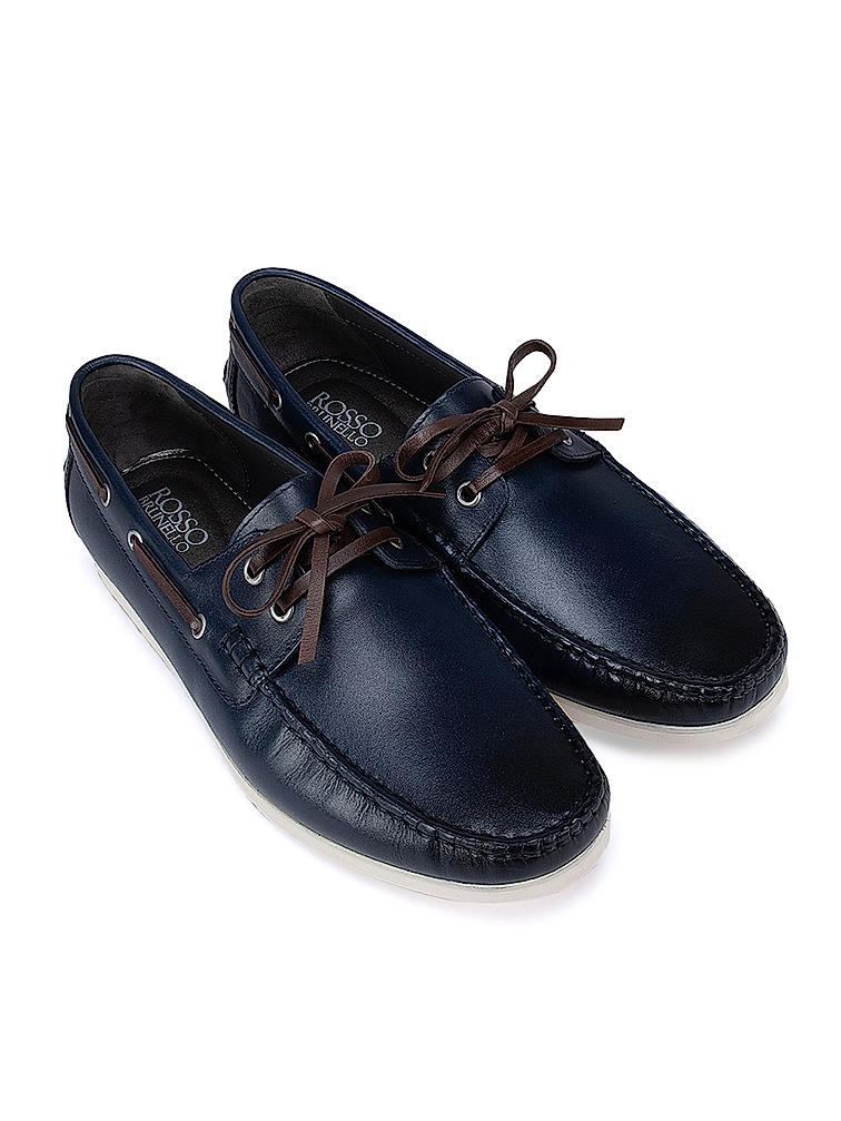 Blue Leather Boat Shoes