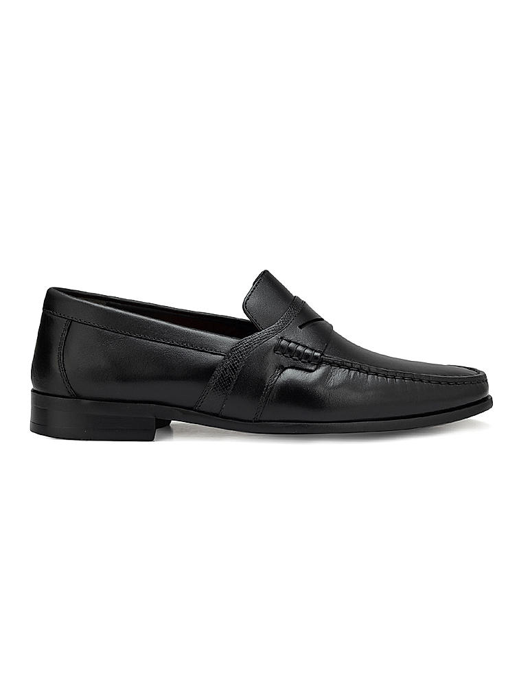 Black Heel Moccasins With Panel On Top