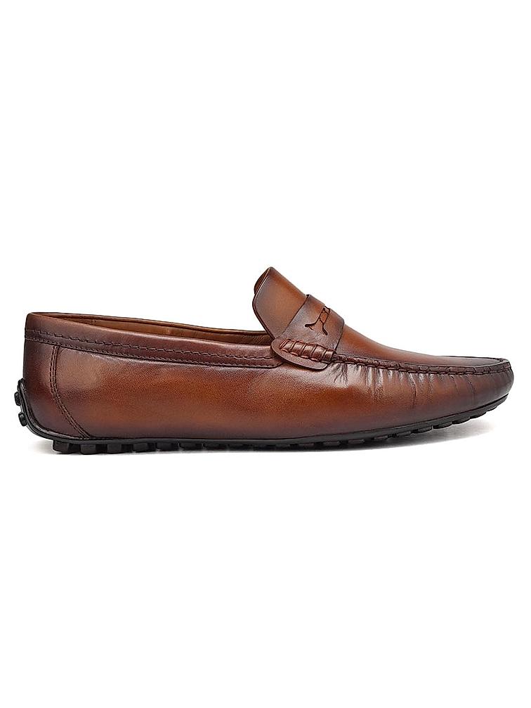 Tan Plain Leather Moccasins