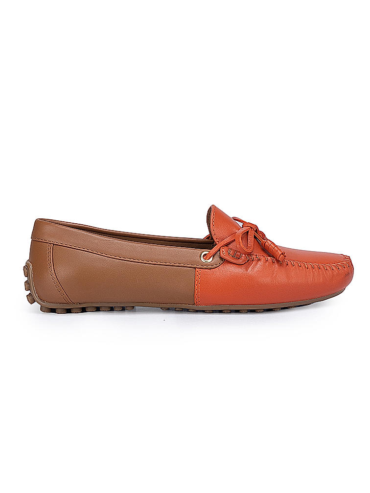 Orange Moccasins With Bow Detail