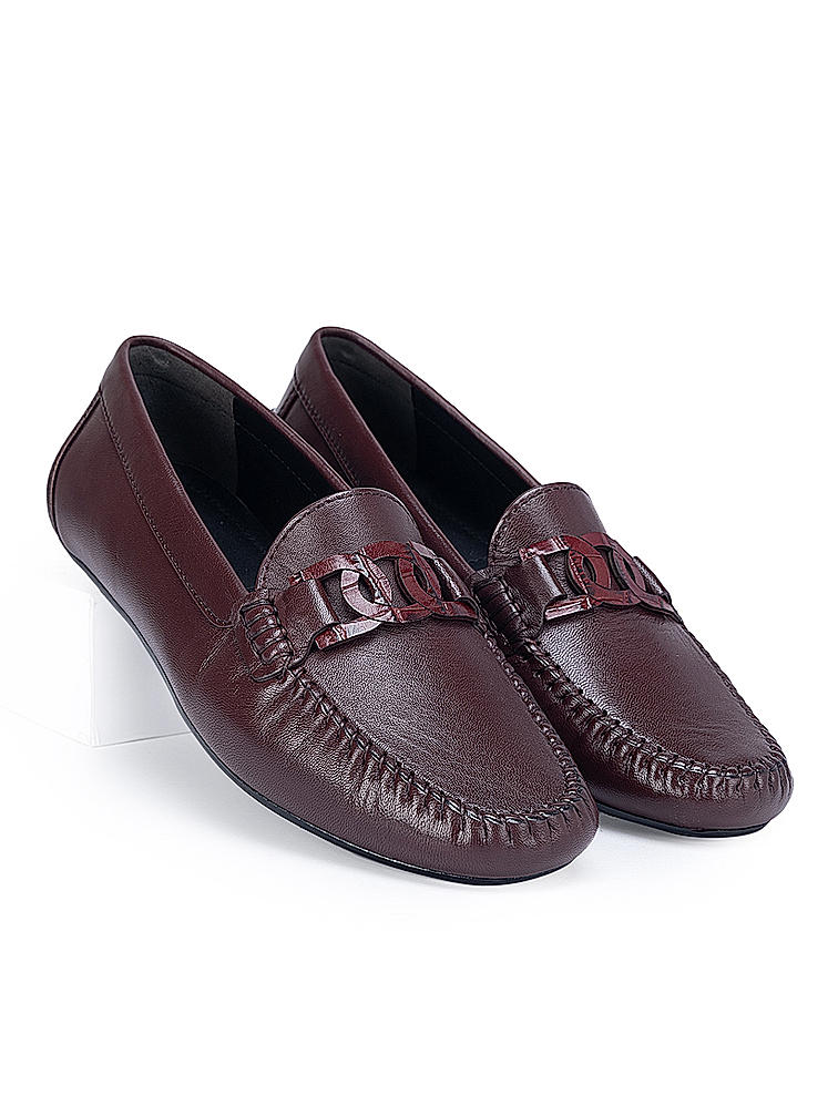 Burgundy Embellished Moccasins