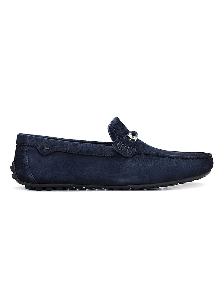 Blue Suede Leather Moccasins