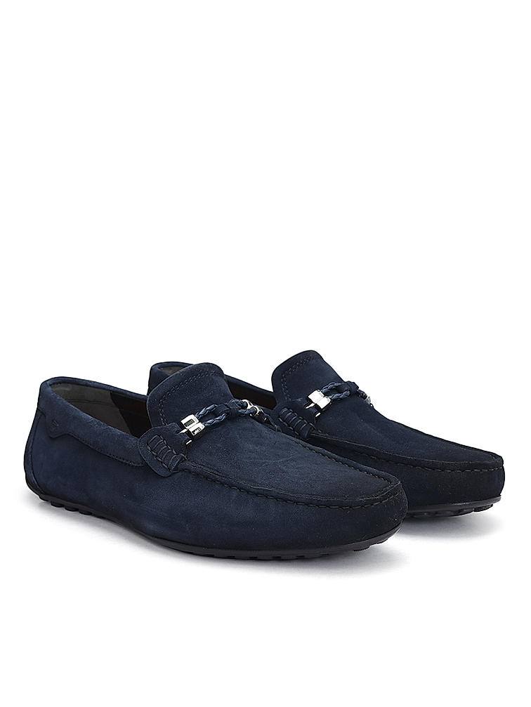 Blue Suede Leather Moccasins