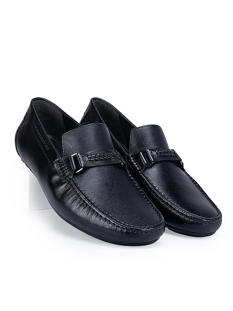 Black Plain Braided Moccasins