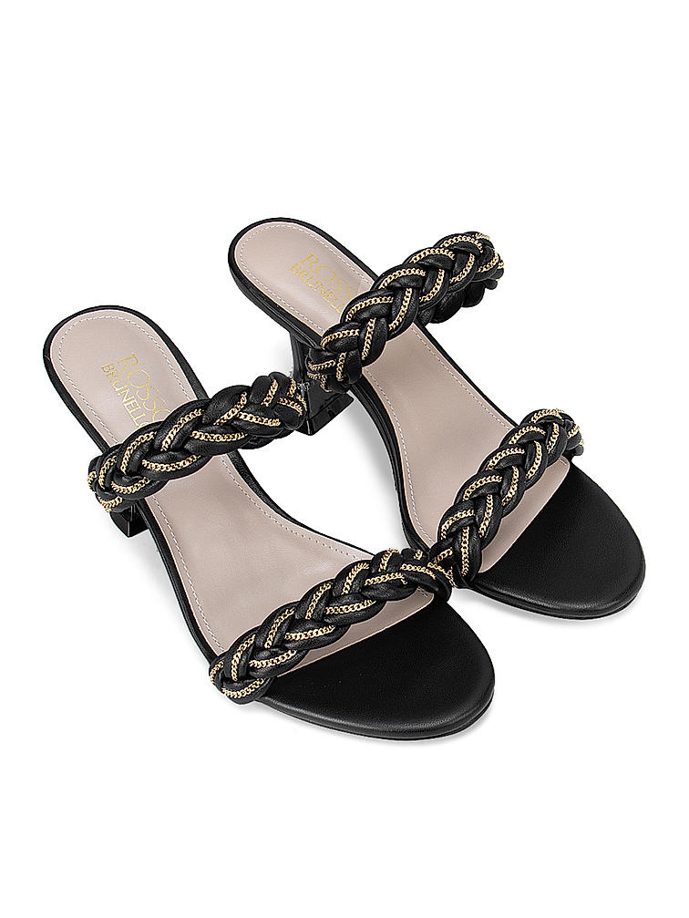 Black Braided Strap Heels