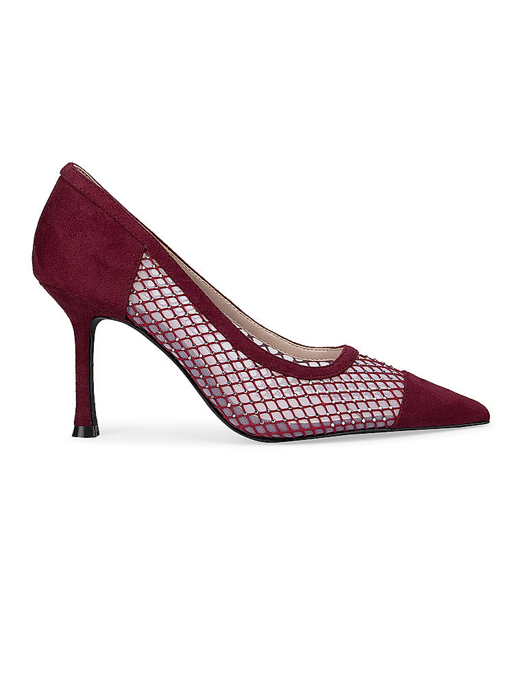 Burgundy Studded Pointed Toe Sling Back Heels