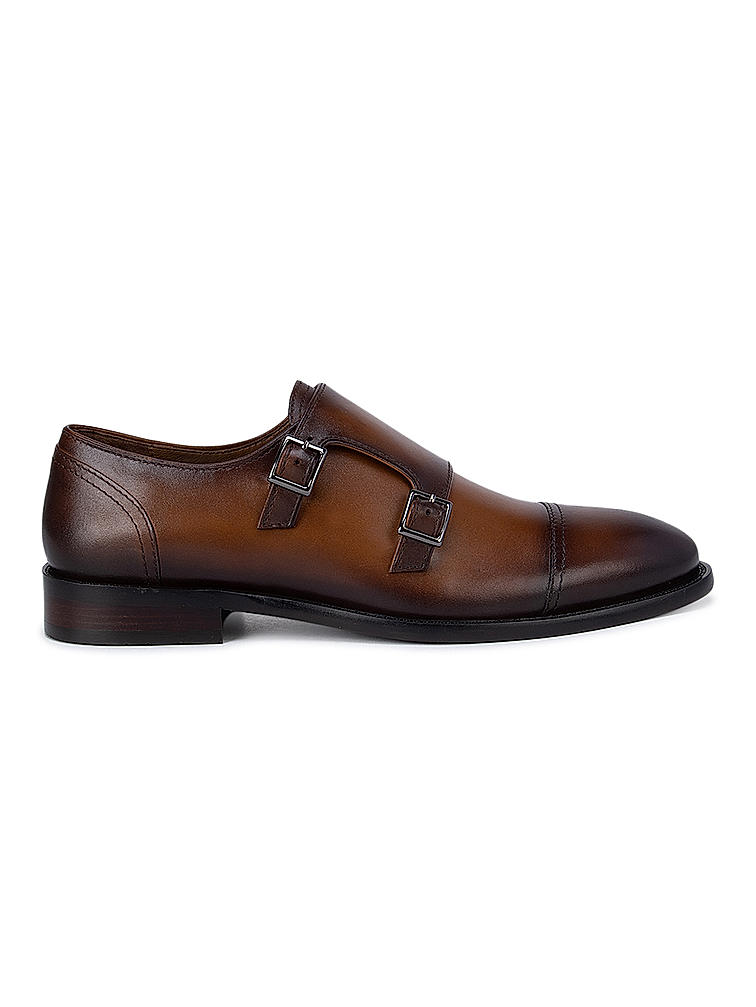 Tan Plain Monk Straps