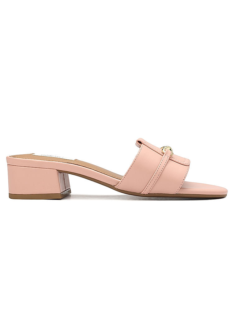 Pink Block Heels With Buckle