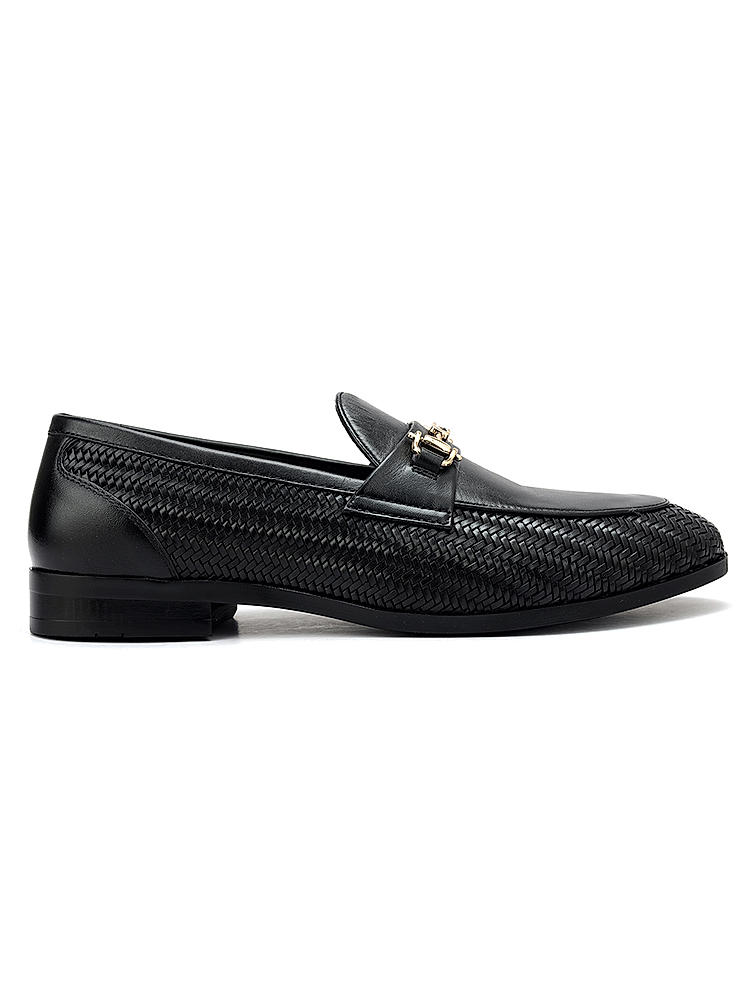 Black Mat Textured Loafers