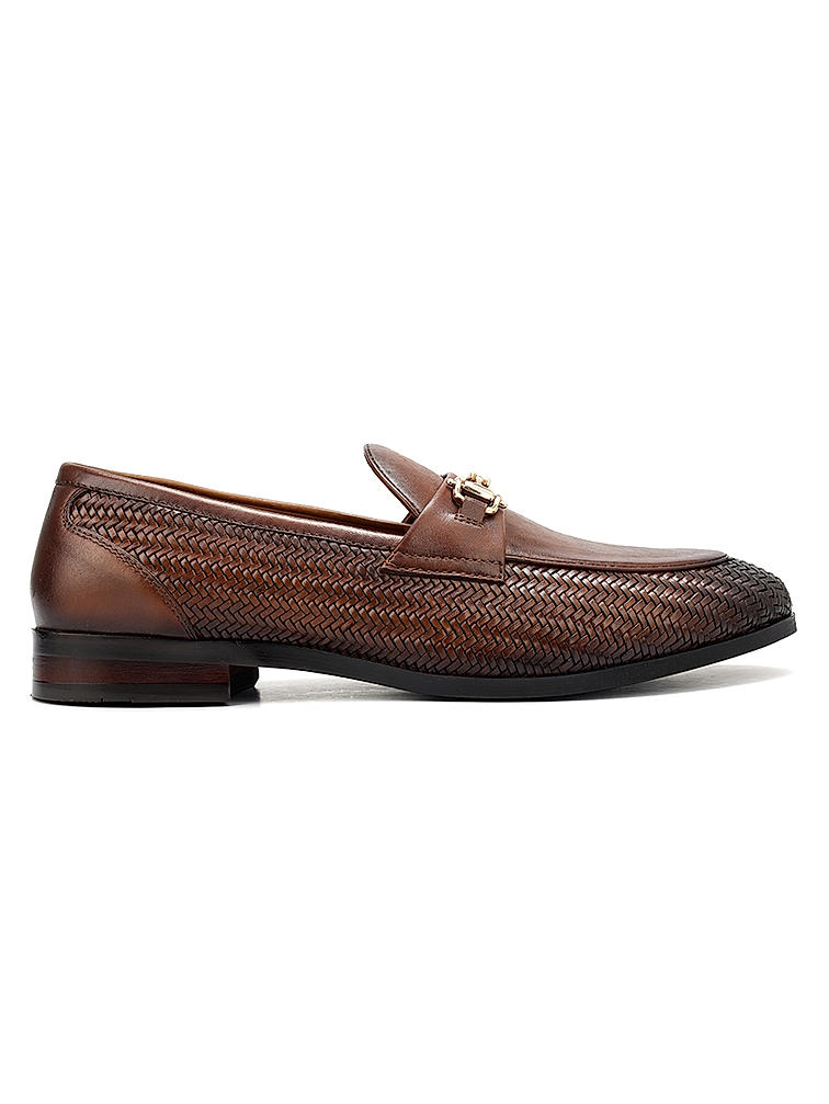 Tan Mat Textured Loafers