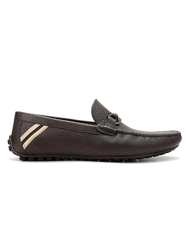 Brown Moccasins With Metal Buckle