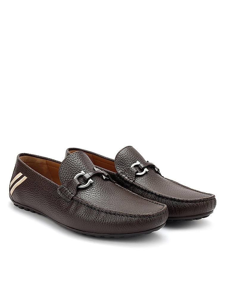 Brown Moccasins With Metal Buckle