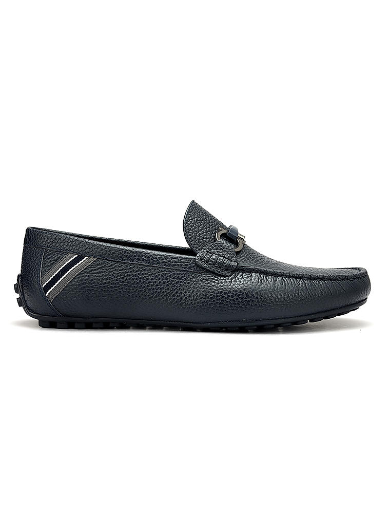 Blue Moccasins With Metal Buckle