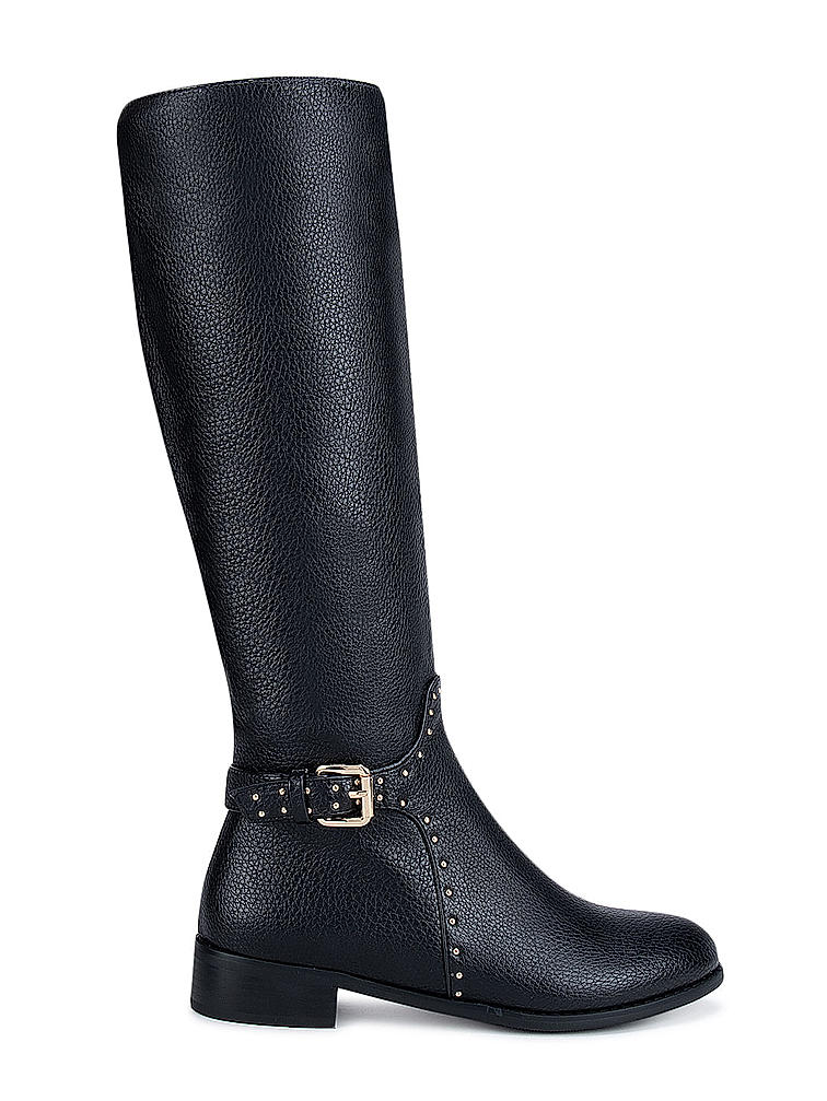 Black Knee High Studded Boots