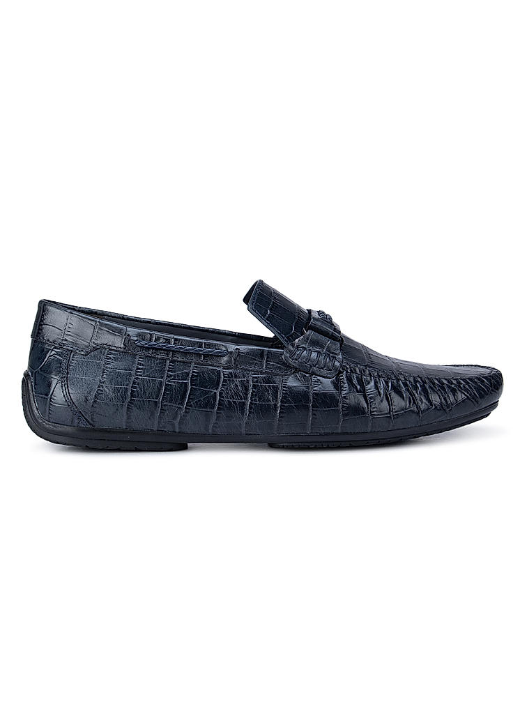 Blue Croco Effect Moccasins