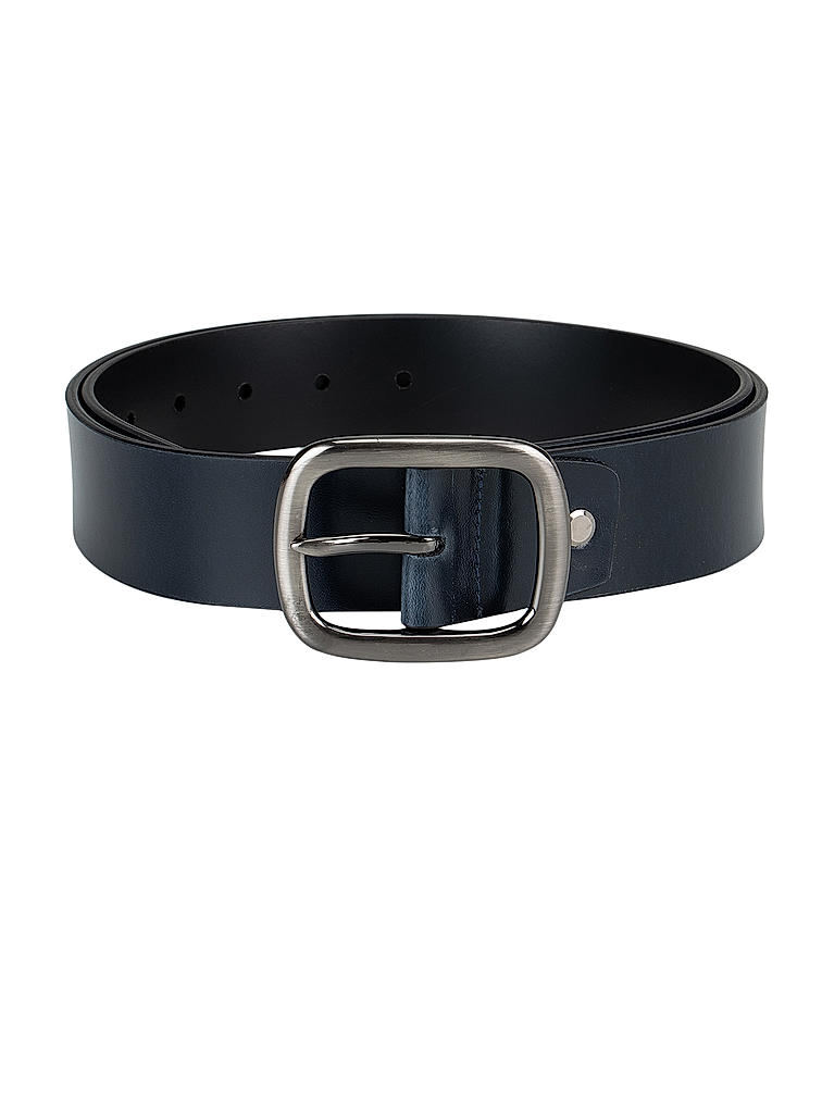 Blue Plain Leather Belt