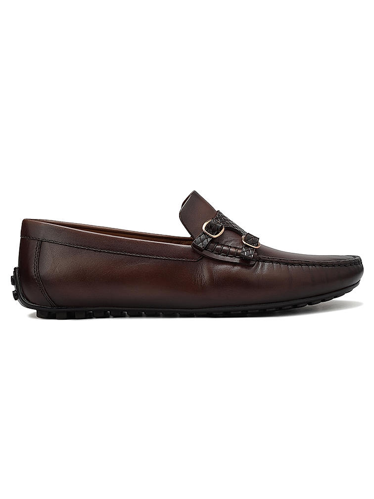 Coffee Monk Strap Style Moccasins