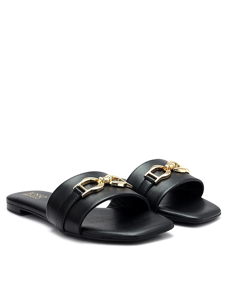 Black Buckle Up Flats