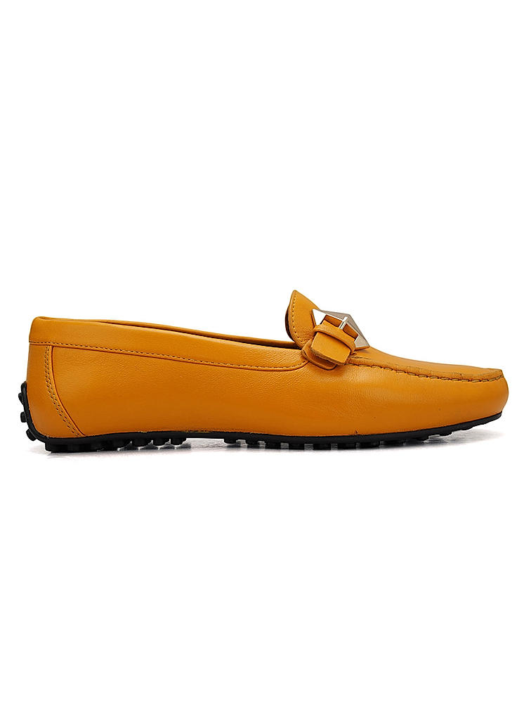 Orange Buckled Moccasins