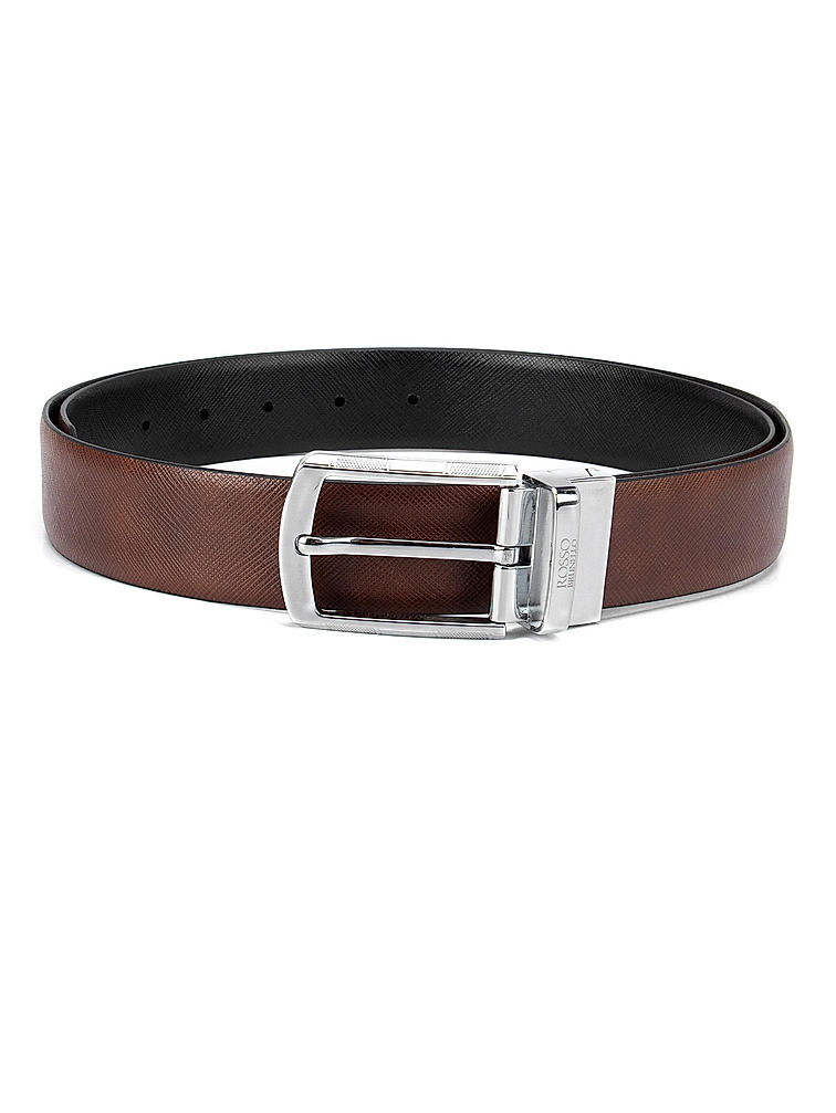 Cognac & Black Saffiano Reverisble Men's Belt