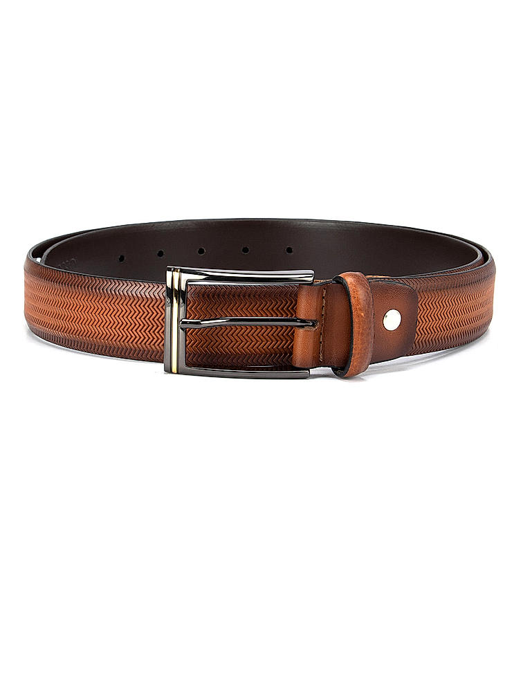 Tan Lizard Effect Men's Belt