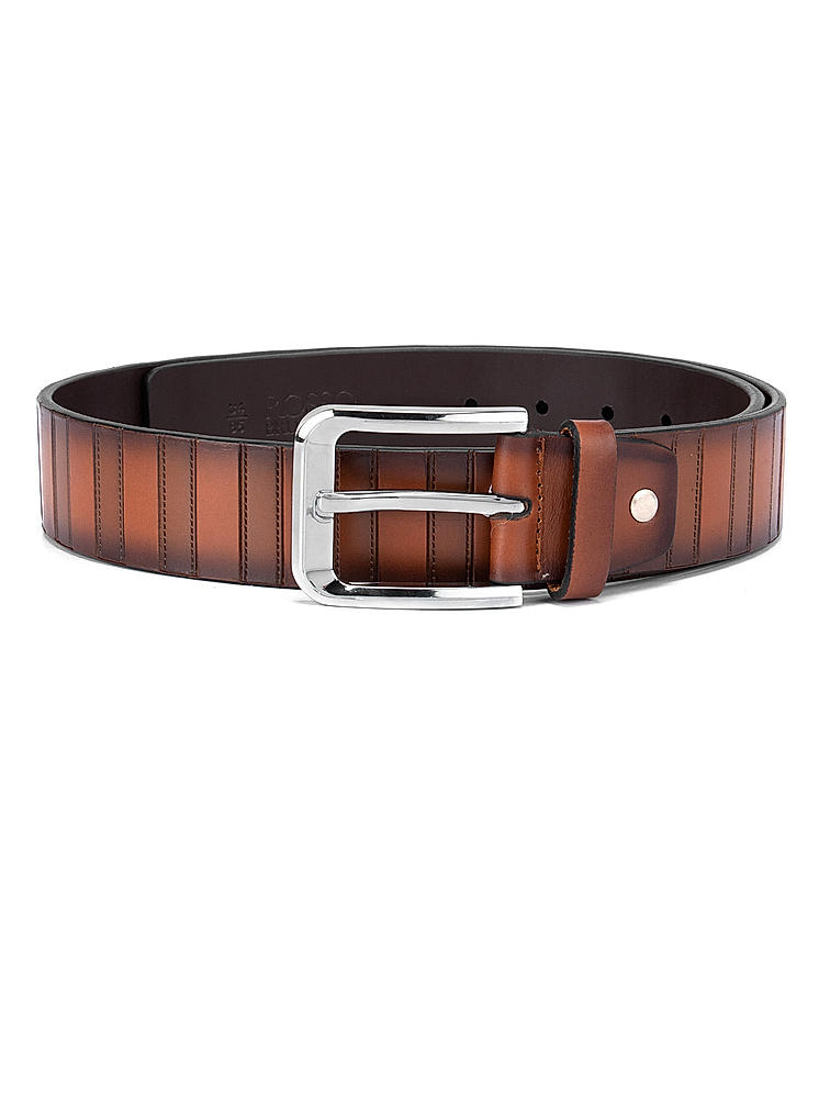 Tan Striped Casual Men's Belt