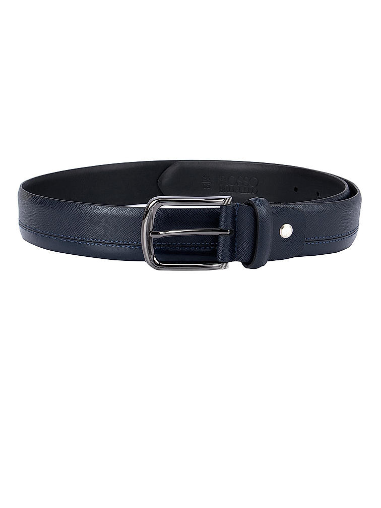 Blue Saffiano Leather Belt