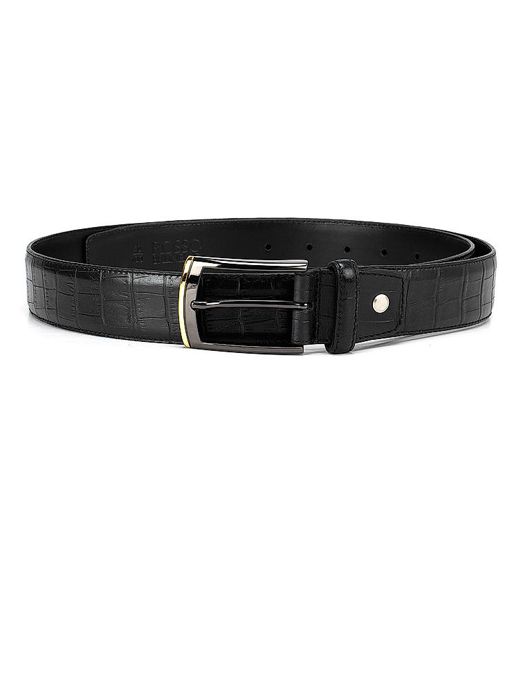 Black Croco Effect Men's Belt