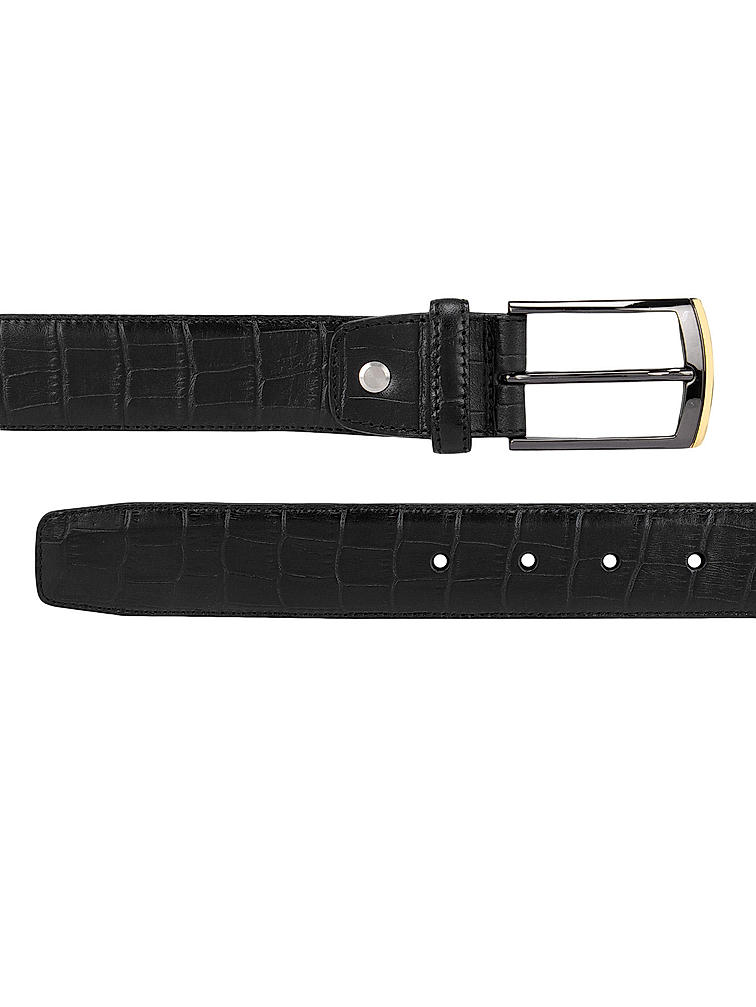 Black Croco Effect Men's Belt