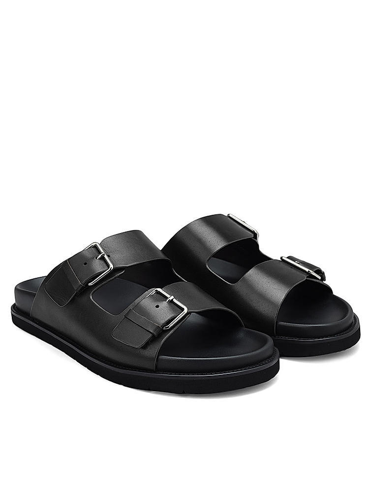 Black Buckle Detailed Sliders