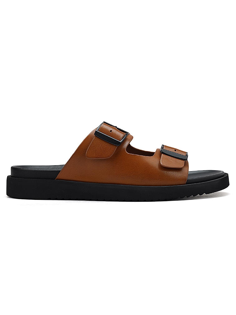 Tan Buckle Detailed Sliders