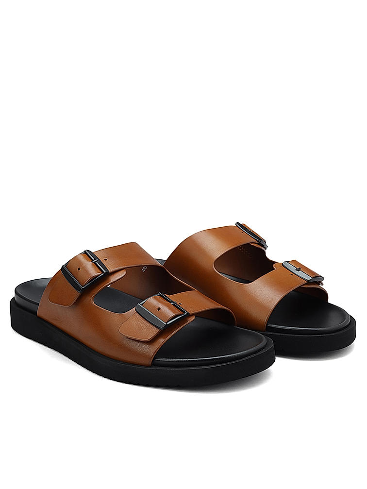 Tan Buckle Detailed Sliders