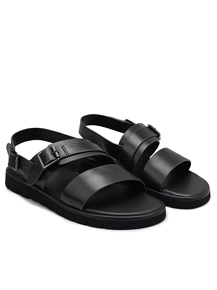 Black Strappy Leather Sandals