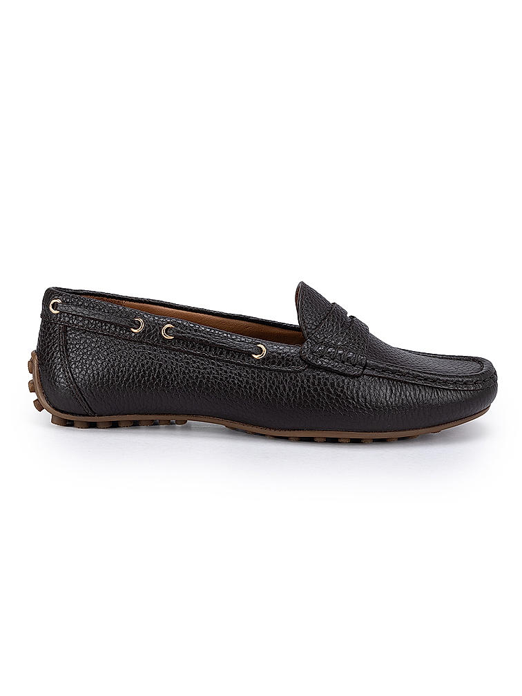 Brown Moccasins With Leather Panel