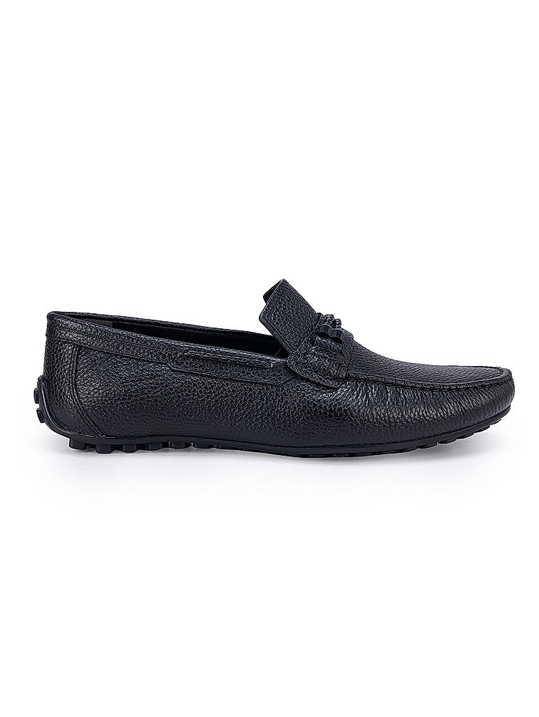 Black Braided Leather Moccasins