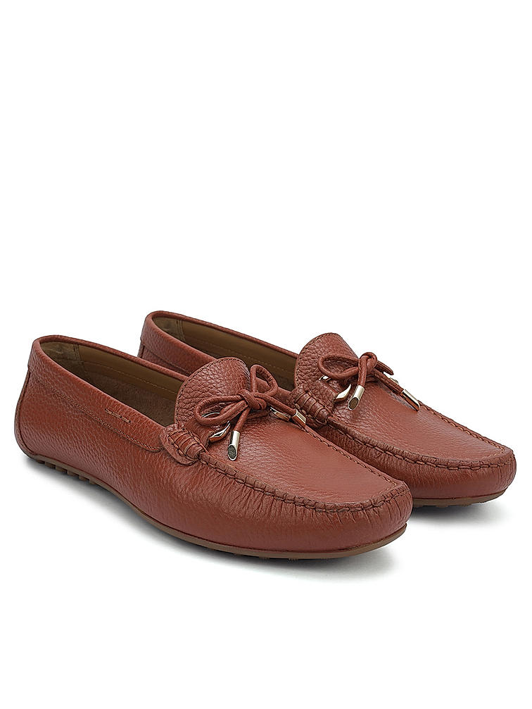 Burgundy Moccasins With Bow Detail