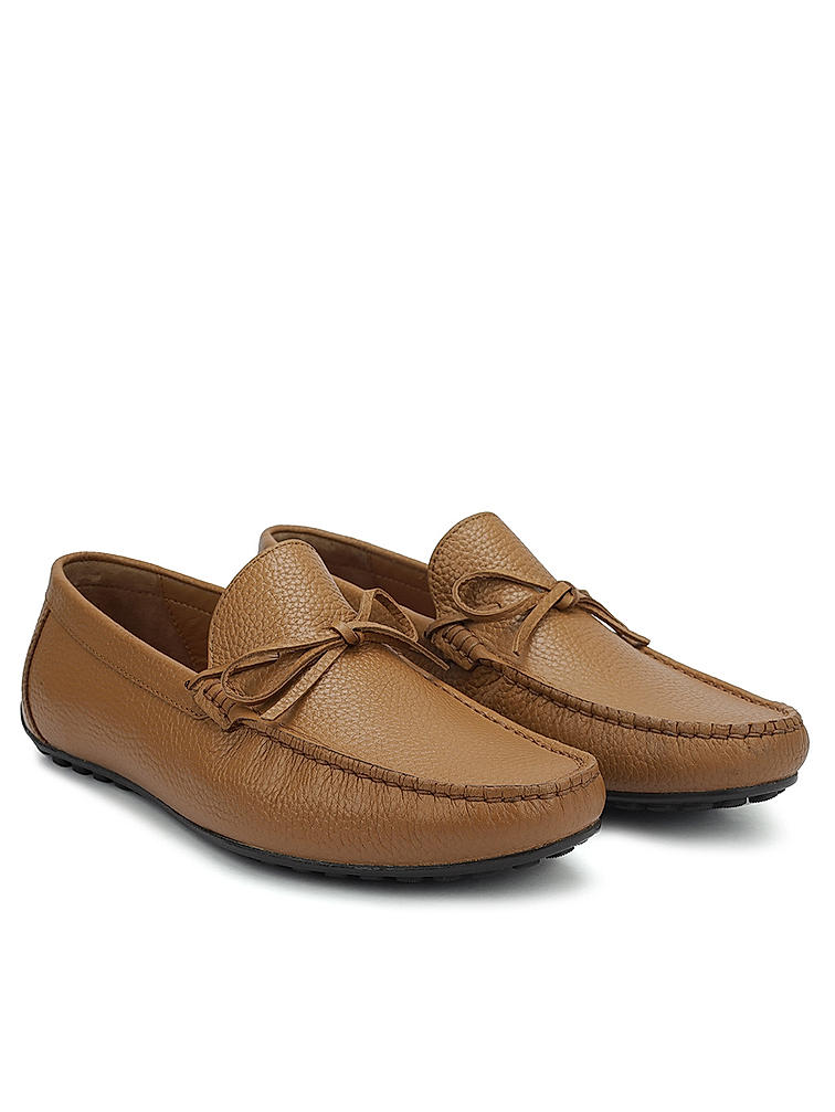 Tan Moccasins With Bow Detail