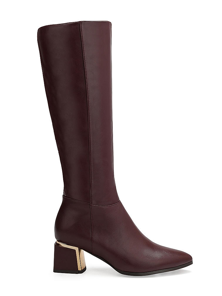 Burgundy Leather Knee High Boots