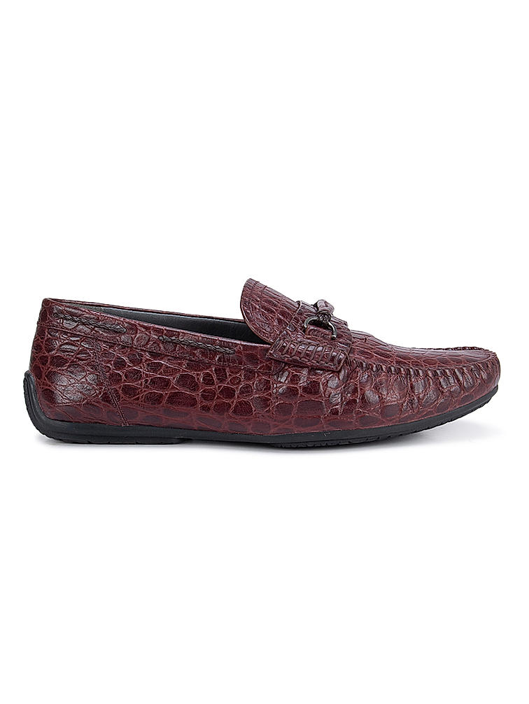 Burgundy Croco Effect Moccasins