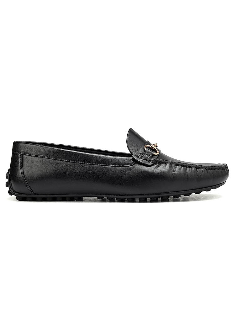 Black Leather Moccasins With Buckle