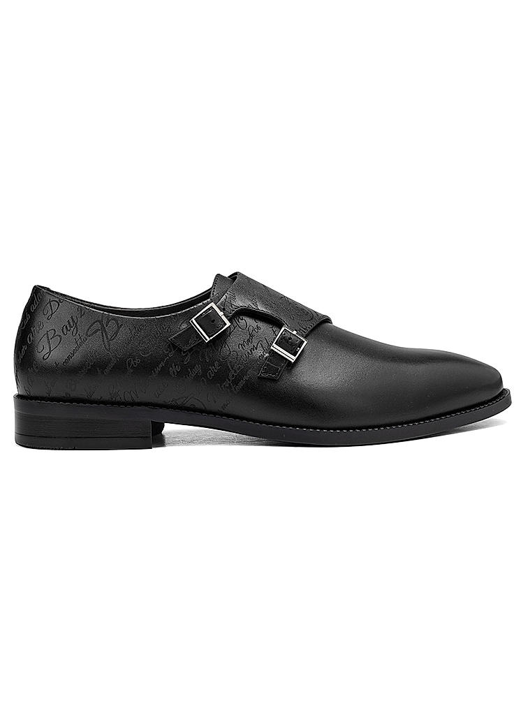 Black Signato Leather Monk Straps