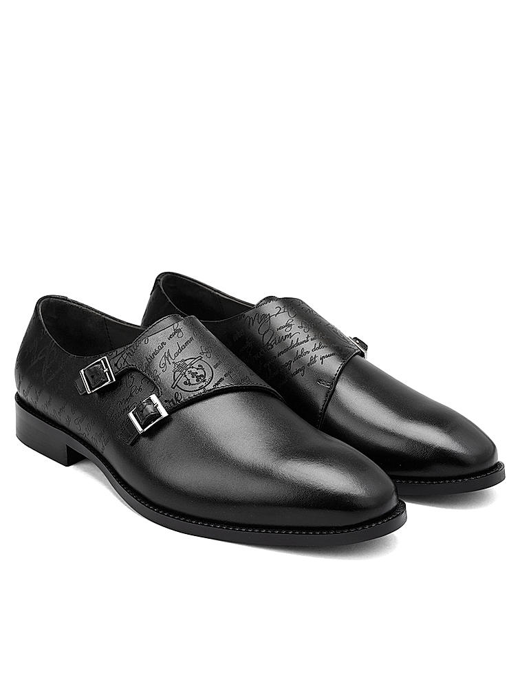 Black Signato Leather Monk Straps