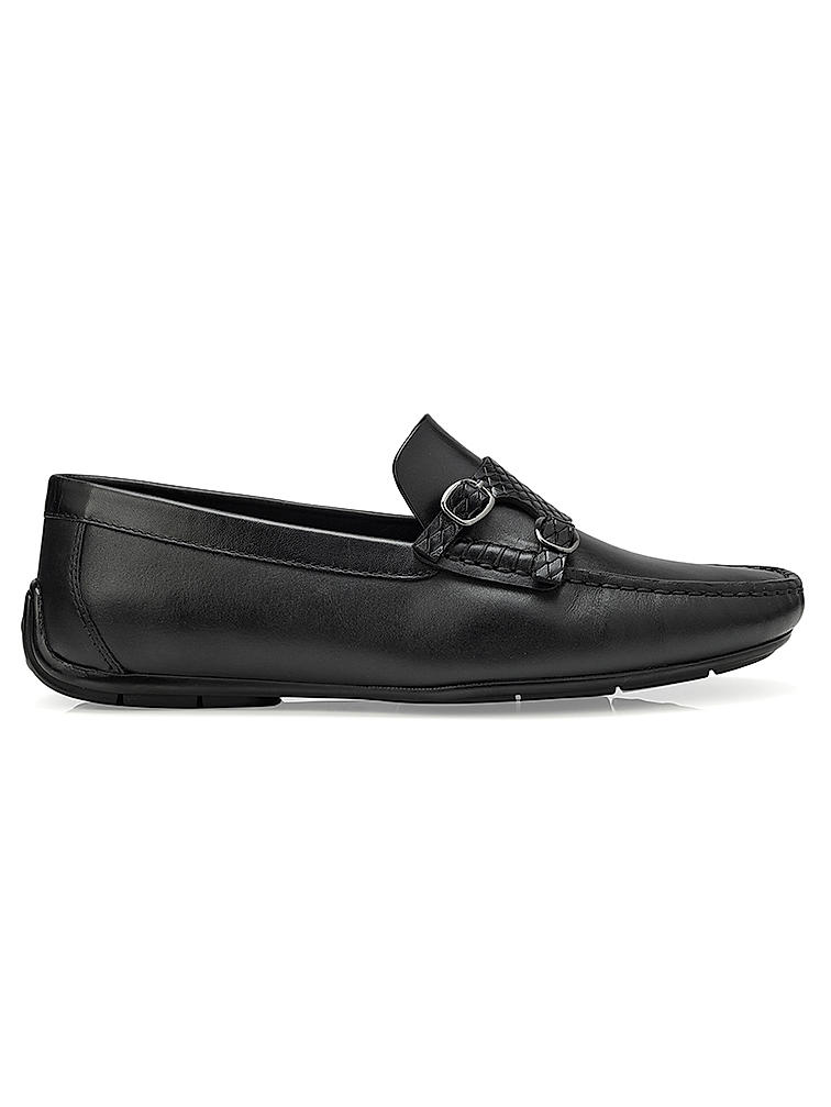 Black Monk Strap Style Moccasins