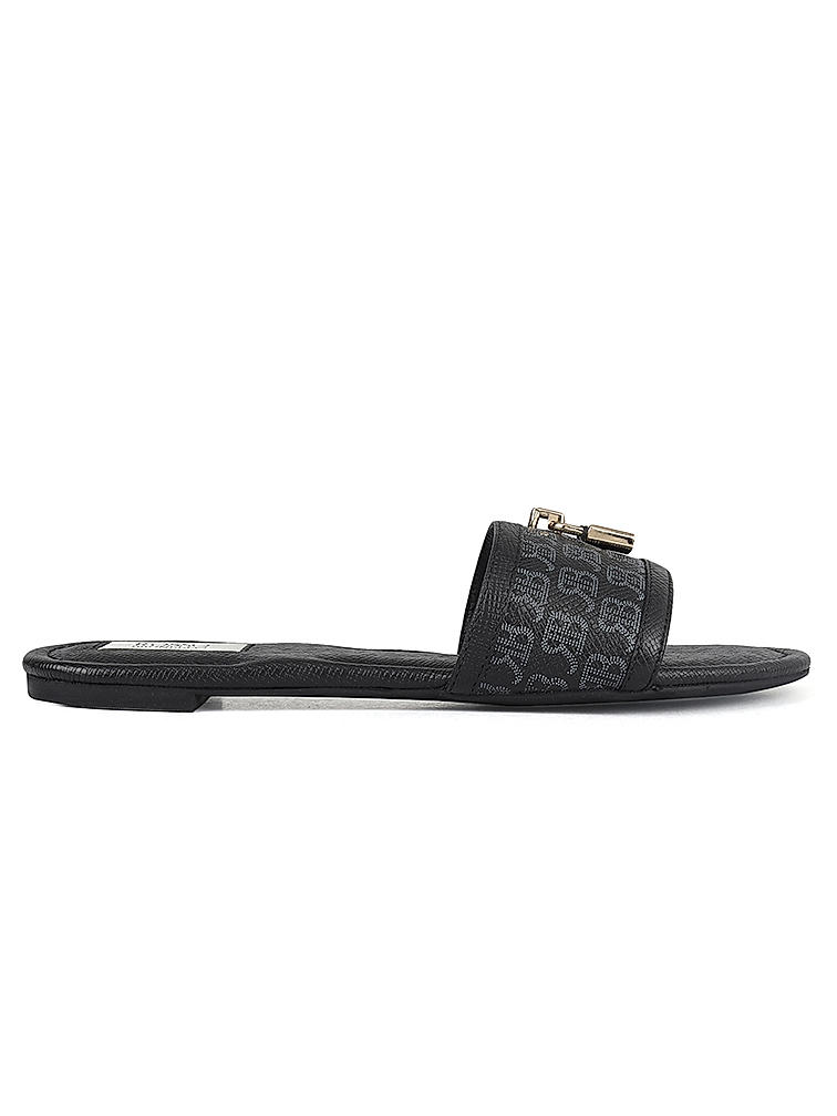 Black Monogram Flats