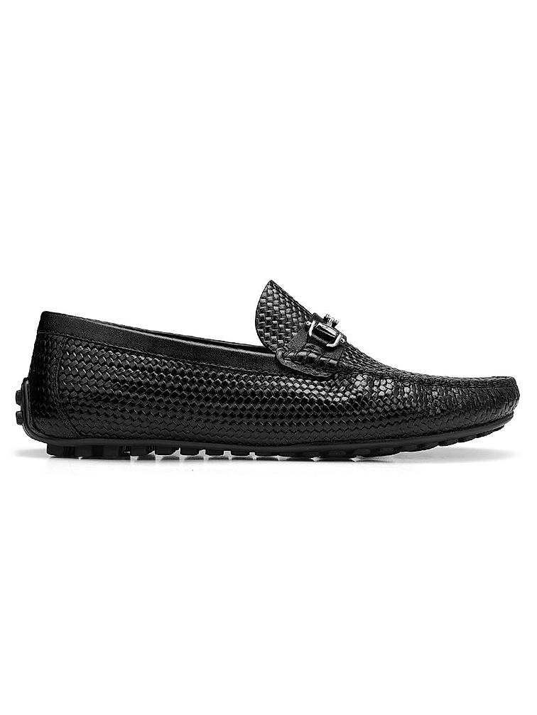 Black Moccasins With Metal Buckle