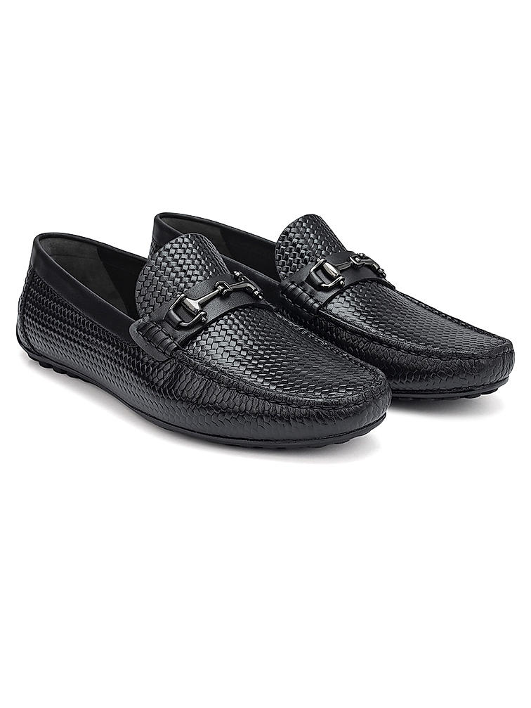 Black Moccasins With Metal Buckle