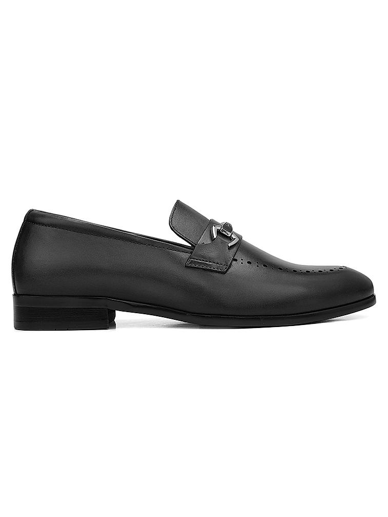 Black Brogue Leather Loafers