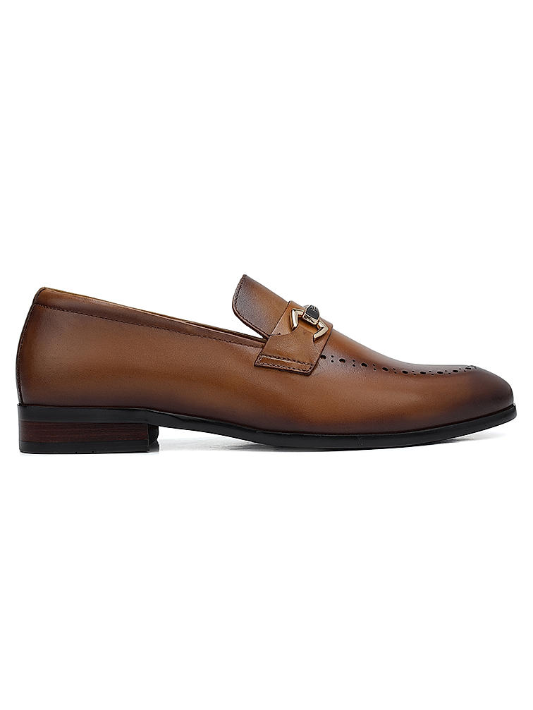 Tan Brogue Leather Loafers