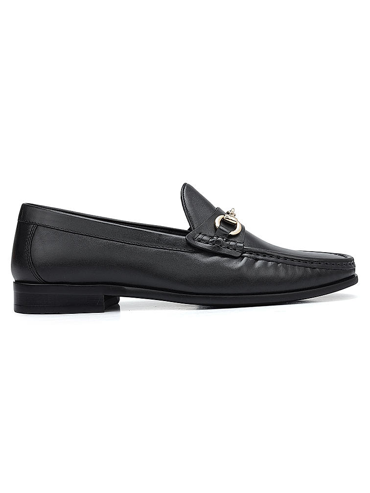 Black Loafers With Metal Buckle