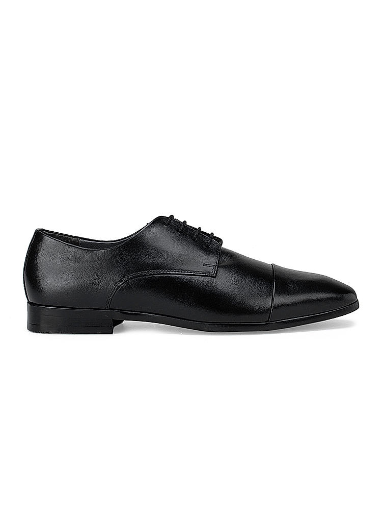 Black Leather Cap Toe Lace Ups